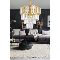 Avizemoda Lora 35 Cm'Lik Kristal Cam Taşlı Lüks Avize - (Sarı Yaldız)