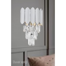 Avizemoda Rossa Kristal Prizma Taşlı Lüks APLİK - (Gümüş Yaldız Renk)