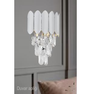 Avizemoda Rossa Kristal Prizma Taşlı Lüks APLİK - (Gümüş Yaldız Renk)