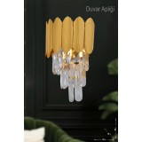 Avizemoda Rossa Kristal Prizma Taşlı Lüks APLİK - (Sarı Yaldız Renk)