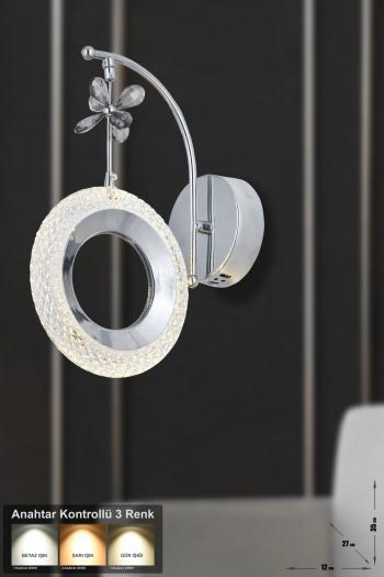 Avizemoda Ribera Power Ledli Modern Lüks Duvar Aplik (3 RENK; SARI-BEYAZ-GÜN İŞIĞI) - Krom