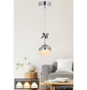 Avizemoda Forde Tekli Ledli Modern Lüks Sarkıt Avize (3 RENK LED; SARI - BEYAZ - GÜN İŞIĞI) - Krom