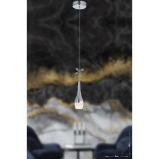 Avizemoda Lale Tekli Ledli Modern Lüks Sarkıt Avize (3 RENK LED; SARI - BEYAZ - GÜN İŞIĞI) - Krom