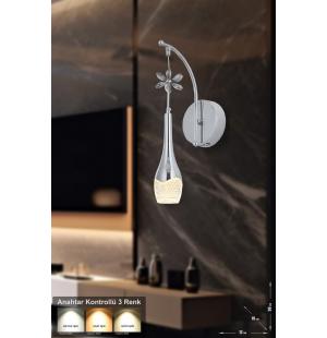 Avizemoda Lale Power Ledli Modern Lüks Duvar Aplik (3 RENK; SARI-BEYAZ-GÜN İŞIĞI) - Krom