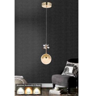 Avizemoda Forde Tekli Ledli Modern Lüks Sarkıt Avize (3 RENK LED; SARI - BEYAZ - GÜN İŞIĞI) - Gold