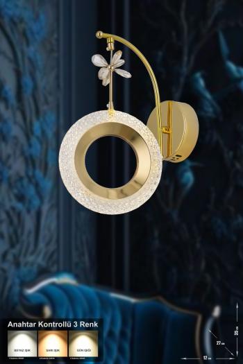 Avizemoda Ribera Power Ledli Modern Lüks Duvar Aplik (3 RENK; SARI-BEYAZ-GÜN İŞIĞI) - Gold