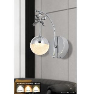 Avizemoda Forde Power Ledli Modern Lüks Duvar Aplik (3 RENK; SARI-BEYAZ-GÜN İŞIĞI) - Krom