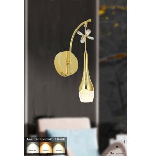 Avizemoda Lale Power Ledli Modern Lüks Duvar Aplik (3 RENK; SARI-BEYAZ-GÜN İŞIĞI) - Gold