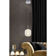 Avizemoda Torino Tekli Ledli Modern Lüks Sarkıt Avize (3 RENK LED; SARI - BEYAZ - GÜN İŞIĞI) - Krom