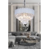 Avizemoda Rossa 50'Lik Kristal Prizma Taşlı Lüks Avize - (Gümüş Yaldız Renk)