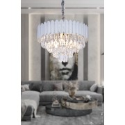 Avizemoda Rossa 50'Lik Kristal Prizma Taşlı Lüks Avize - (Gümüş Yaldız Renk)