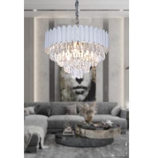 Avizemoda Rossa 50'Lik Kristal Prizma Taşlı Lüks Avize - (Gümüş Yaldız Renk)