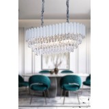 Avizemoda Rossa 75x35 Lik Kristal Prizma Taşlı Yemek Masası Üstü Lüks Avize - (GÜMÜŞ YALDIZ RENK)