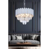 Avizemoda Rossa 40'Lık Kristal Prizma Taşlı Lüks Avize - (Gümüş Yaldız Renk)