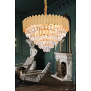 Avizemoda Rossa 60'Lık Kristal Prizma Taşlı Lüks Avize - (Sarı Yaldız Renk)