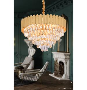 Avizemoda Rossa 60'Lık Kristal Prizma Taşlı Lüks Avize - (Sarı Yaldız Renk)