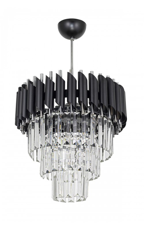 Avizemoda Palmira 35'lik Kristal Taşlı Lüks Avize - ( Siyah - Krom )