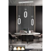 Avizemoda Sessi 3'lü Power Ledli Kumandalı Modern Yemek Masası Üstü Avize, 3 Renk: Sarı-beyaz-gün Işığı -krom