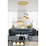 Avizemoda Forde 5'li Power Ledli Kumandalı Modern Lüks Sarkıt Avize, 3 Renk: Sarı-beyaz-gün Işığı - Gold