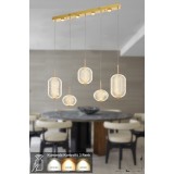 Avizemoda Torino 5'li Power Ledli Kumandalı Modern Yemek Masası Üstü Avize, 3 Renk: Sarı-beyaz-gün Işığı-gold