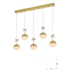 Avizemoda Forde 5'li Power Ledli Kumandalı Modern Yemek Masası Üstü Avize, 3 Renk: Sarı-beyaz-gün Işığı -gold