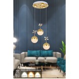 Avizemoda Forde 3'lü Power Ledli Kumandalı Modern Lüks Sarkıt Avize, 3 Renk: Sarı-beyaz-gün Işığı - Gold