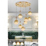 Avizemoda Forde 9'lu Power Ledli Kumandalı Modern Lüks Sarkıt Avize, 3 Renk: Sarı-beyaz-gün Işığı - Gold
