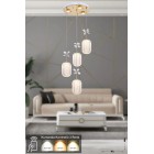 Avizemoda Motta 4'lü Power Ledli Kumandalı Modern Lüks Sarkıt Avize, 3 Renk: Sarı-beyaz-gün Işığı - Gold