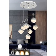 Avizemoda Forde 7'li Power Ledli Kumandalı Modern Lüks Sarkıt Avize, 3 Renk: Sarı-beyaz-gün Işığı - Krom