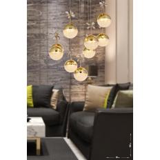 Avizemoda Forde 9'lu Power Ledli Kumandalı Modern Lüks Sarkıt Avize, 3 Renk: Sarı-beyaz-gün Işığı - Gold
