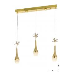 Avizemoda Lale 3'lü Power Ledli Kumandalı Modern Yemek Masası Üstü Avize, 3 Renk: Sarı-beyaz-gün Işığı - Gold