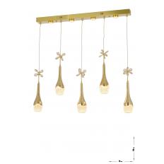 Avizemoda Lale 5'li Power Ledli Kumandalı Modern Yemek Masası Üstü Avize, 3 Renk: Sarı-beyaz-gün Işığı - Gold