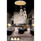 Avizemoda Sessi 8'li Power Ledli Kumandalı Modern Lüks Sarkıt Avize, 3 Renk: Sarı-beyaz-gün Işığı - Gold