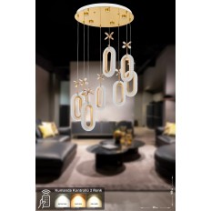 Avizemoda Sessi 8'li Power Ledli Kumandalı Modern Lüks Sarkıt Avize, 3 Renk: Sarı-beyaz-gün Işığı - Gold