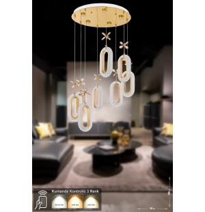 Avizemoda Sessi 8'li Power Ledli Kumandalı Modern Lüks Sarkıt Avize, 3 Renk: Sarı-beyaz-gün Işığı - Gold