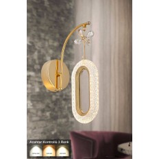 Avizemoda Sessi Power Ledli Modern Lüks Duvar Aplik, 3 Renk: Sarı-beyaz-gün Işığı - Gold