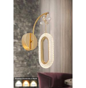 Avizemoda Sessi Power Ledli Modern Lüks Duvar Aplik, 3 Renk: Sarı-beyaz-gün Işığı - Gold