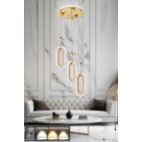 Avizemoda Sessi 3'lü Power Ledli Kumandalı Modern Lüks Sarkıt Avize, 3 Renk: Sarı-beyaz-gün Işığı - Gold