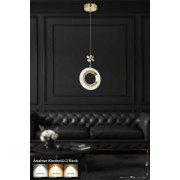 Avizemoda Ribera Tekli Ledli Modern Lüks Sarkıt Avize (3 RENK LED; SARI - BEYAZ - GÜN İŞIĞI) - Gold