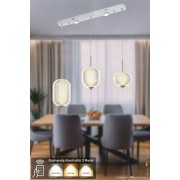 Avizemoda Torino 3'lü Power Ledli Kumandalı Modern Yemek Masası Üstü Avize, 3 Renk: Sarı-beyaz-gün Işığı-krom