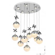 Avizemoda Forde 9'lu Power Ledli Kumandalı Modern Lüks Sarkıt Avize, 3 Renk: Sarı-beyaz-gün Işığı - Krom