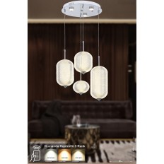 Avizemoda Torino 4'lü Power Ledli Kumandalı Modern Lüks Sarkıt Avize, 3 Renk: Sarı-beyaz-gün Işığı - Krom