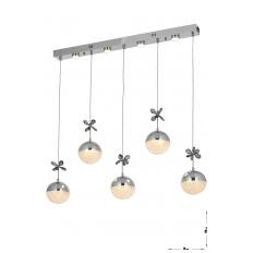 Avizemoda Forde 5'li Power Ledli Kumandalı Modern Yemek Masası Üstü Avize, 3 Renk: Sarı-beyaz-gün Işığı -krom