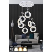 Avizemoda Ribera 8'li Power Ledli Kumandalı Modern Lüks Sarkıt Avize, 3 Renk: Sarı-beyaz-gün Işığı - Krom