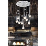 Avizemoda Lale 9'lu Power Ledli Kumandalı Modern Lüks Sarkıt Avize, 3 Renk: Sarı-beyaz-gün Işığı - Krom