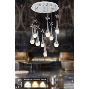 Avizemoda Lale 9'lu Power Ledli Kumandalı Modern Lüks Sarkıt Avize, 3 Renk: Sarı-beyaz-gün Işığı - Krom