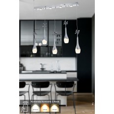 Avizemoda Lale 5'li Power Ledli Kumandalı Modern Yemek Masası Üstü Avize, 3 Renk: Sarı-beyaz-gün Işığı - Krom