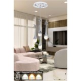 Avizemoda Lale 4'lü Power Ledli Kumandalı Modern Lüks Sarkıt Avize, 3 Renk: Sarı-beyaz-gün Işığı - Krom