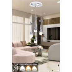 Avizemoda Lale 4'lü Power Ledli Kumandalı Modern Lüks Sarkıt Avize, 3 Renk: Sarı-beyaz-gün Işığı - Krom