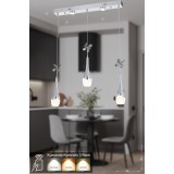 Avizemoda Lale 3'lü Power Ledli Kumandalı Modern Yemek Masası Üstü Avize, 3 Renk: Sarı-beyaz-gün Işığı - Krom